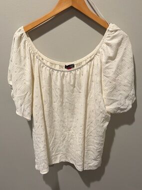 Vince Camuto White Textured Puff-Sleeve Tunic Top